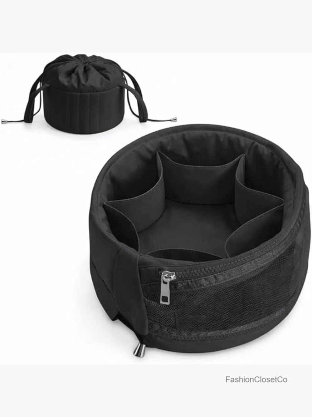 Large Quilted Lay Flat Drawstring Makeup Bag Travel Toiletry Organizer